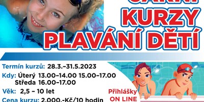 POSLEDNÍ VOLNÁ MÍSTA  na jarní kurzy plavání dětí ve věku 2,5 - 10 let 