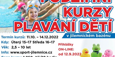 Letošní podzimní kurzy plavání dětí začínají 11. října