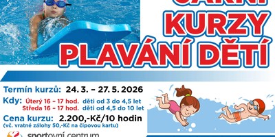 Jarní kurzy plavání pro děti 3-10 let začínají 24. března