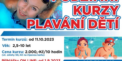 Podzimní kurzy plavání dětí ve věku 2,5 - 10 let 